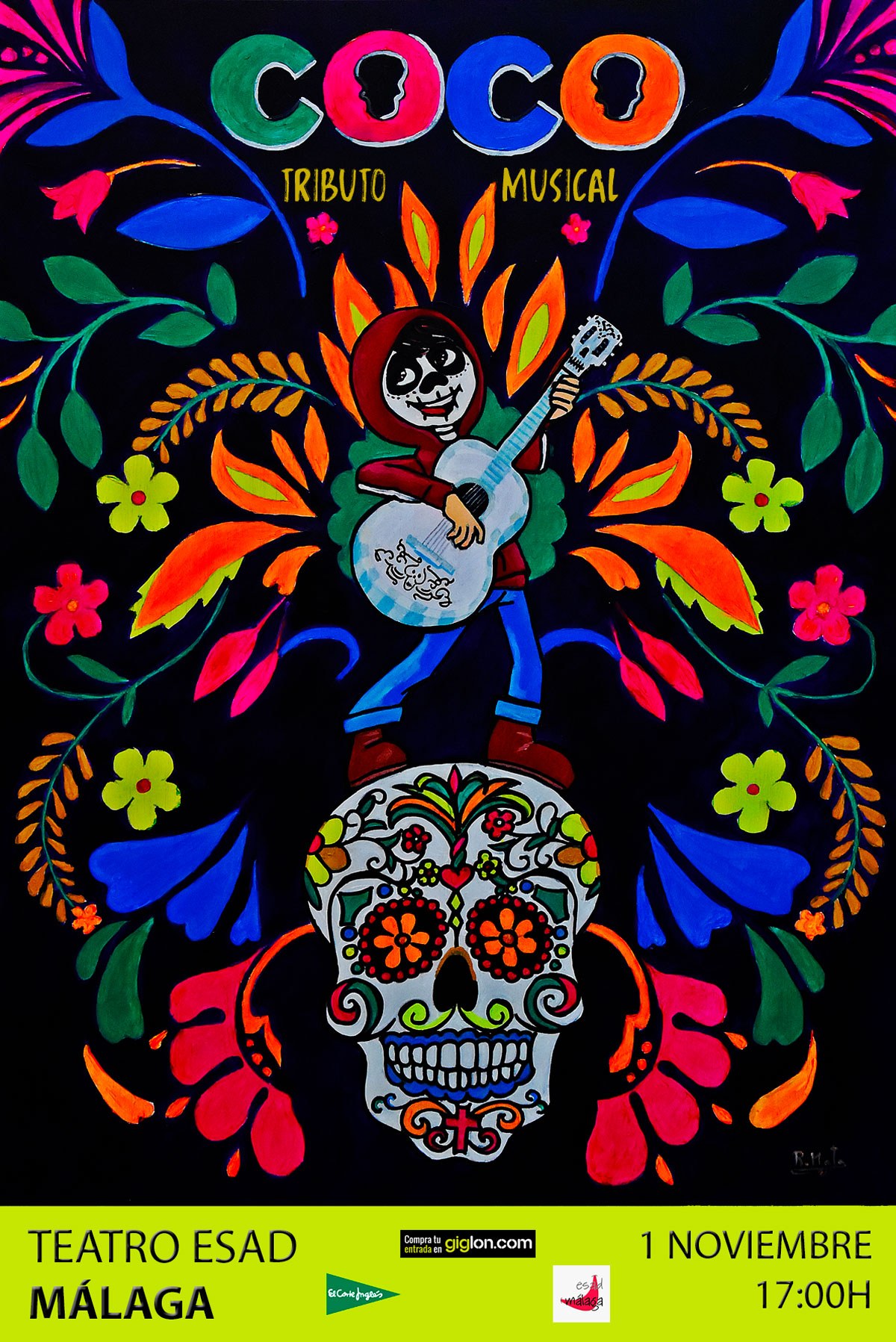 Cartel del Espectáculo de Coco, tributo musical en Teatro ESAD, Málaga — domingo, 1 de noviembre de 2026