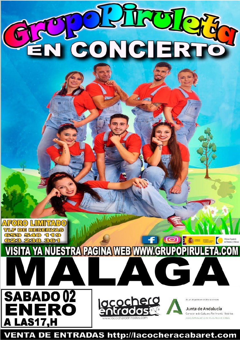 Cartel del Espectáculo de GRUPO PIRULETA en La Cochera Cabaret, Málaga — sábado, 2 de enero de 2027