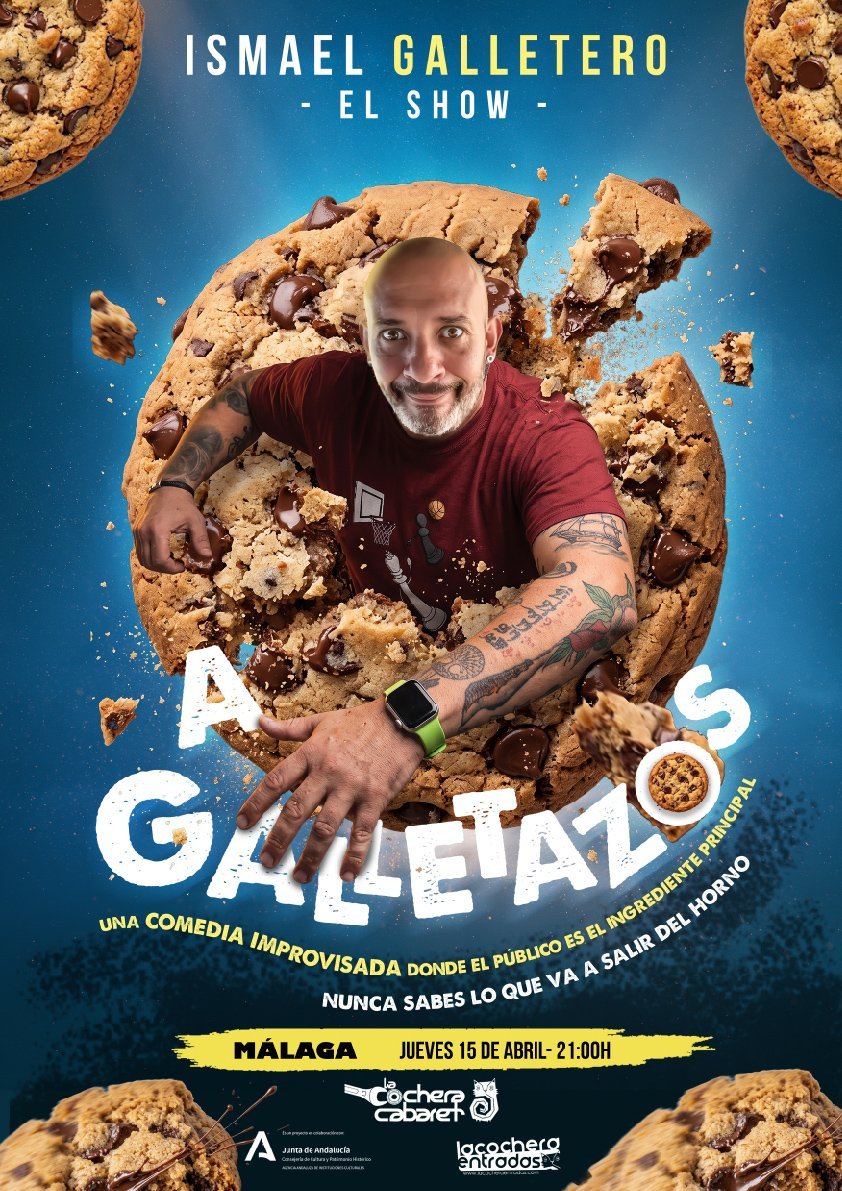 Cartel del Espectáculo de ISMAEL GALLETERO – A GALLETAZOS en La Cochera Cabaret, Málaga — jueves, 15 de abril de 2027