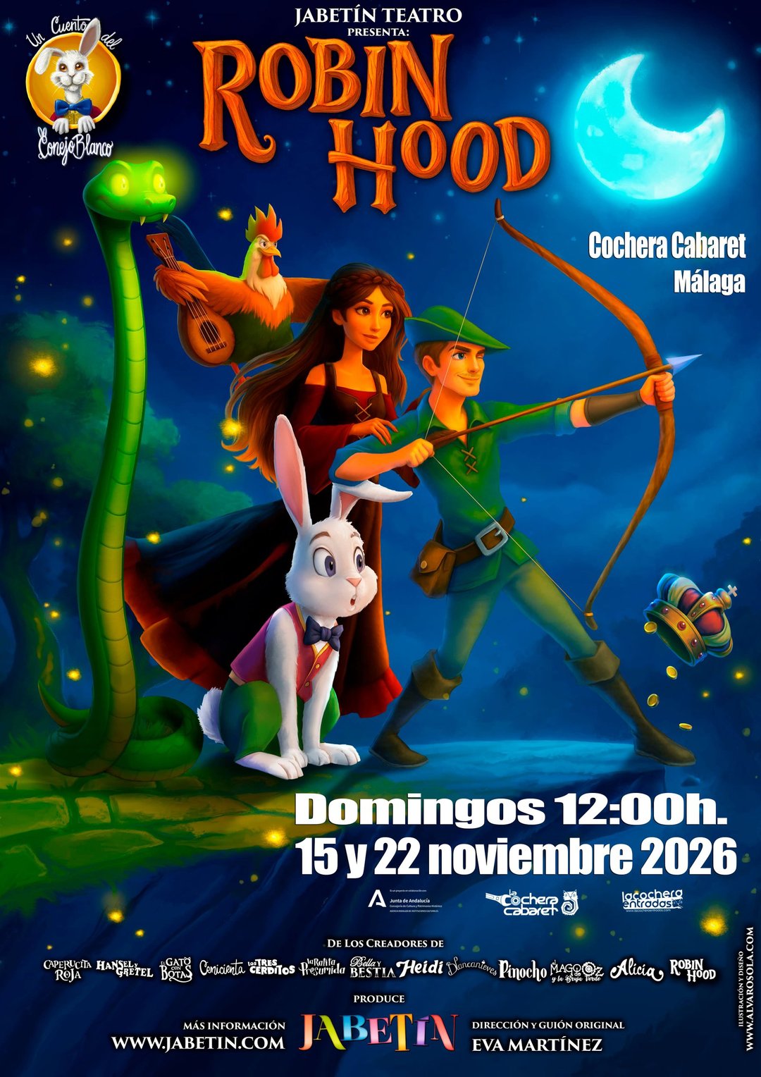 Cartel del Espectáculo de JABETÍN TEATRO – ROBIN HOOD en La Cochera Cabaret, Málaga