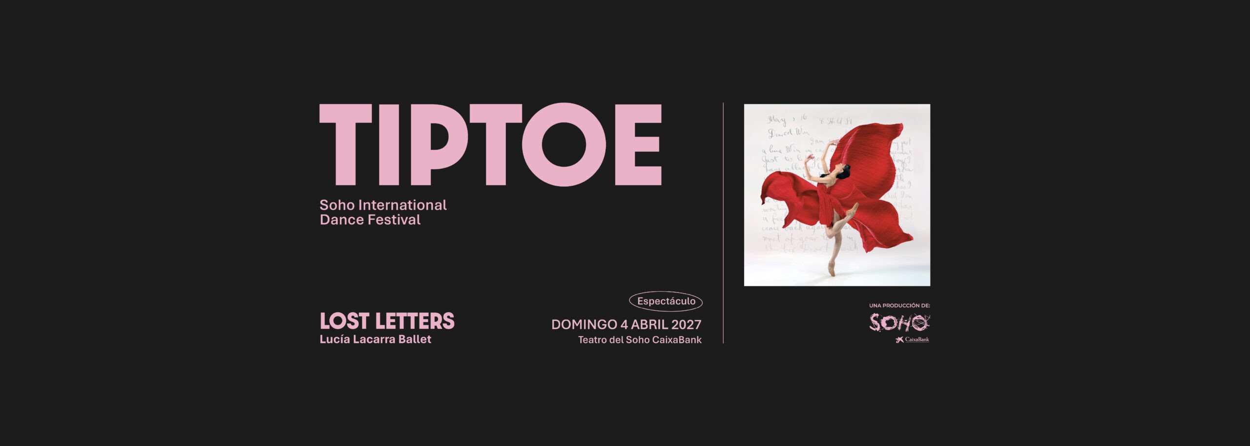 Cartel del Espectáculo de Lost Letters en Teatro del Soho CaixaBank, Málaga — domingo, 4 de abril de 2027
