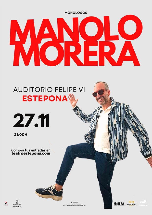 Cartel del Espectáculo de Manolo Morera – Monólogos en Auditorio Felipe VI, Estepona — viernes, 27 de noviembre de 2026