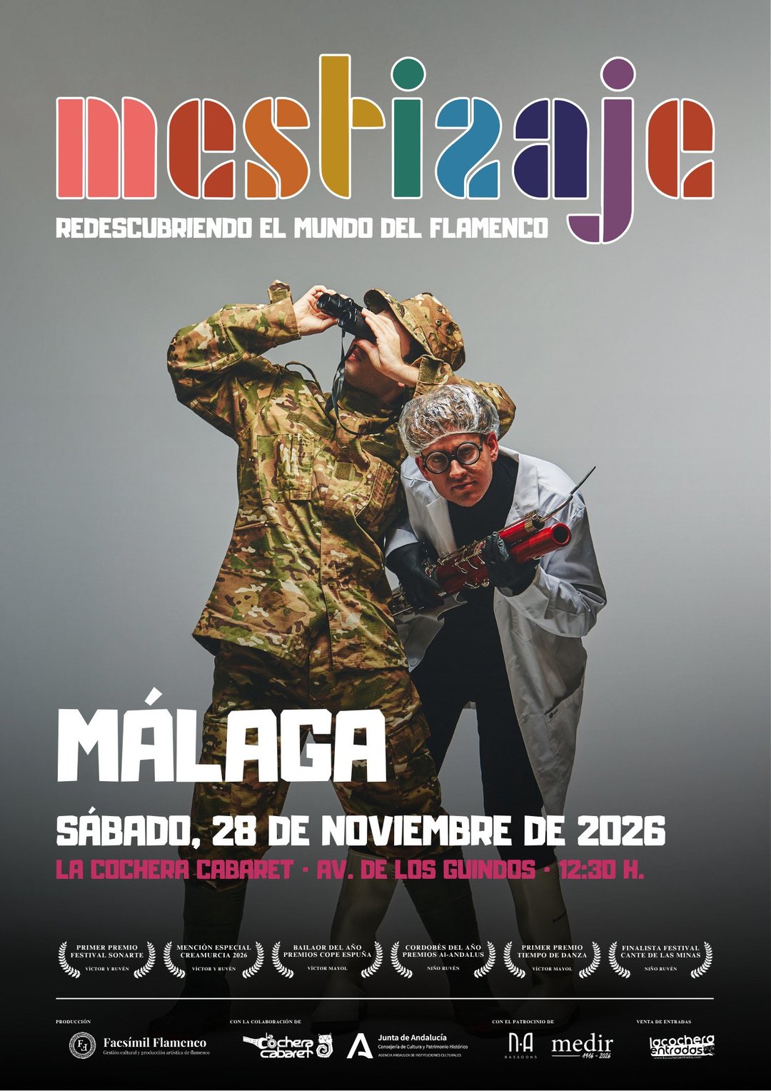 Cartel del Espectáculo de MESTIZAJE: REDESCUBRIENDO EL MUNDO DEL FLAMENCO en La Cochera Cabaret, Málaga — sábado, 28 de noviembre de 2026