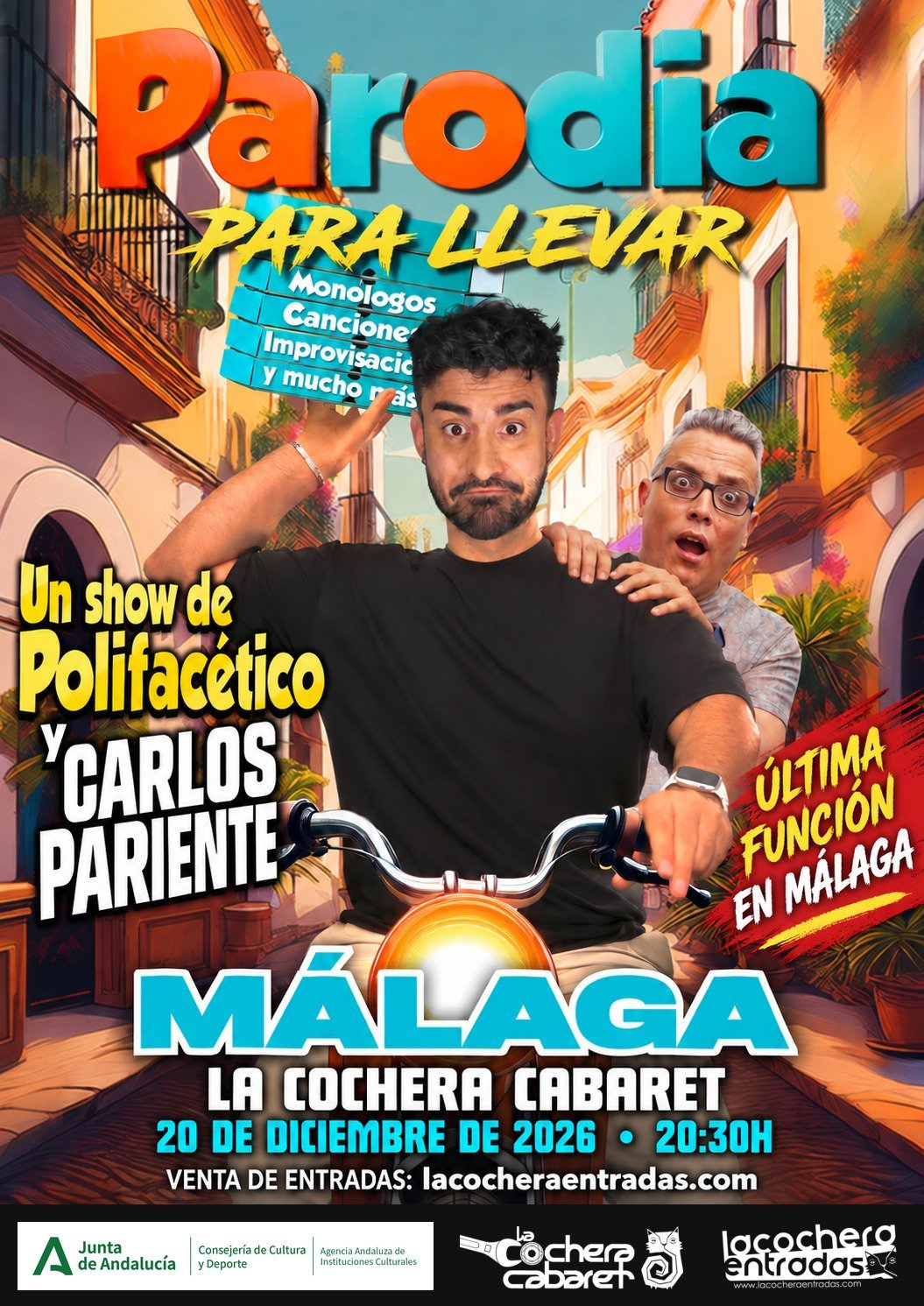 Cartel de PARODIA PARA LLEVAR — La Cochera Cabaret, Málaga