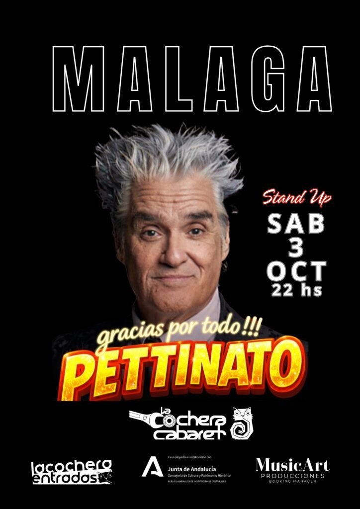 Cartel de ROBERTO PETTINATO GRACIAS X TODO — La Cochera Cabaret, Málaga