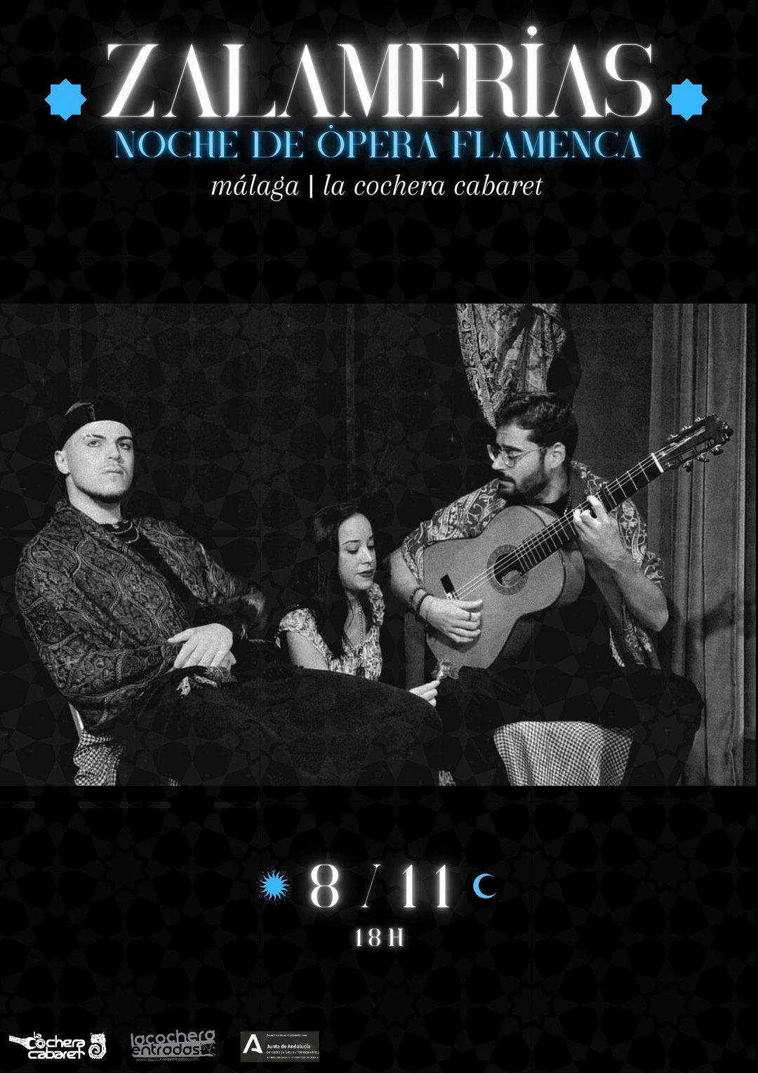 Cartel del Espectáculo de ZALAMERÍAS en La Cochera Cabaret, Málaga — domingo, 8 de noviembre de 2026